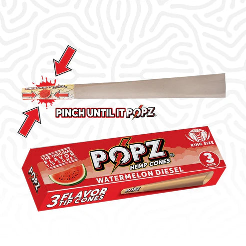 Box of POPZ Hemp Cones with watermelon flavor on a white background