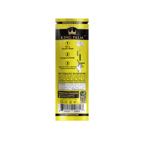 King Palm product packaging with yellow and black design on a white background