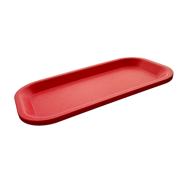 Red tray on a white background