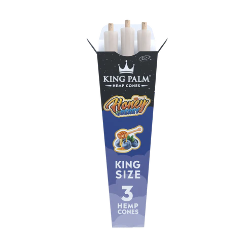Pack of King Palm Hemp Cones with visible branding on a white background