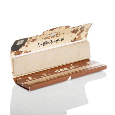 Packaging for OCB Virgin King Size Slim Papers with branding and product information.