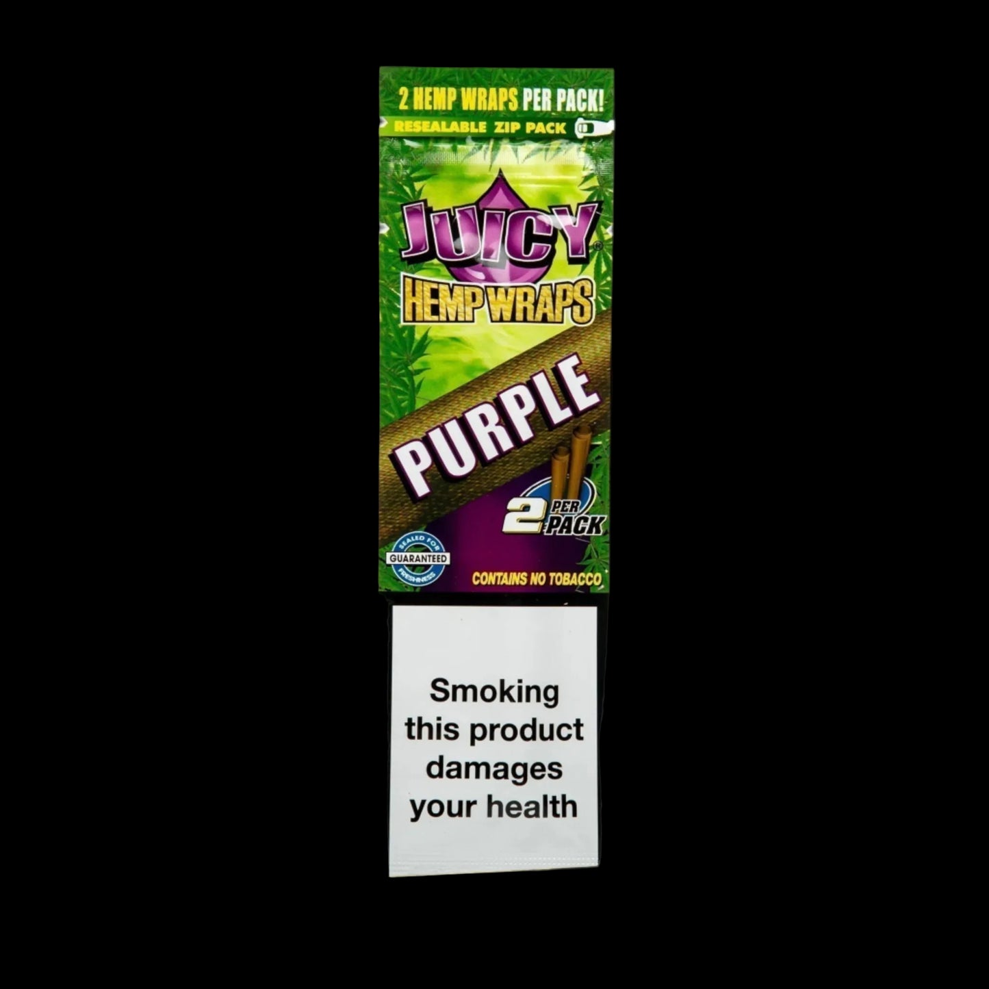 Juicy Hemp Wraps packaging with two wraps on a white background