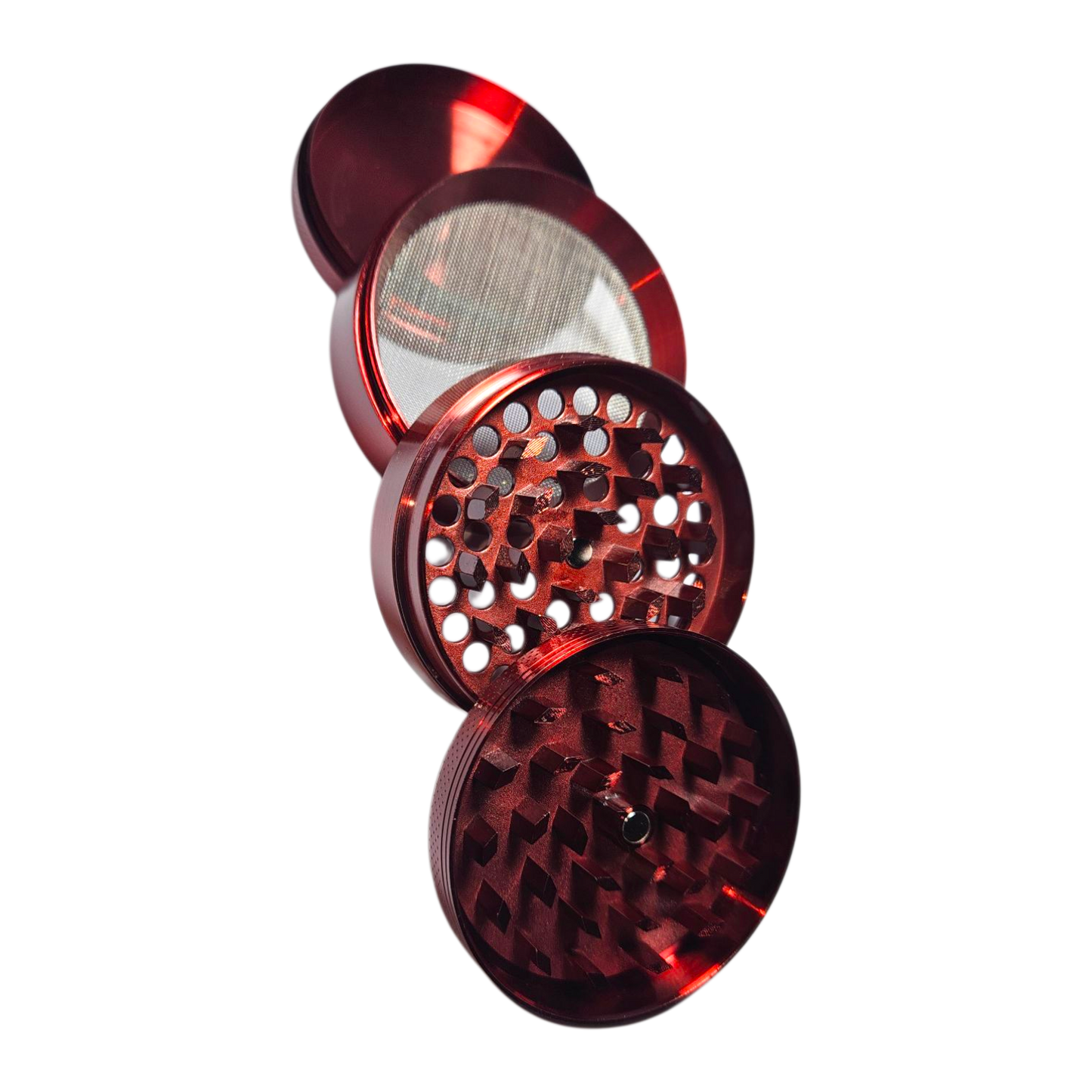 BILLYMART Aluminium 4 Piece Grinder Red - 60mm BillyMart
