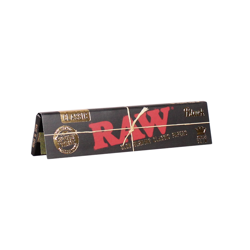 RAW black rolling paper pack on a white background