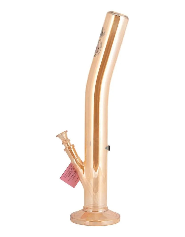 Agung The Bent Gold Straight 41cm — gold glass straight-tube bong with bent neck design and one-piece stem and cone