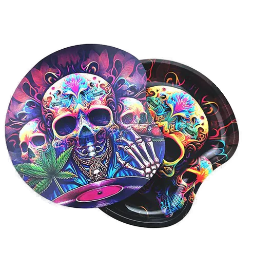 BLUE Inferno Skull Rolling Tray With Lid - Small
