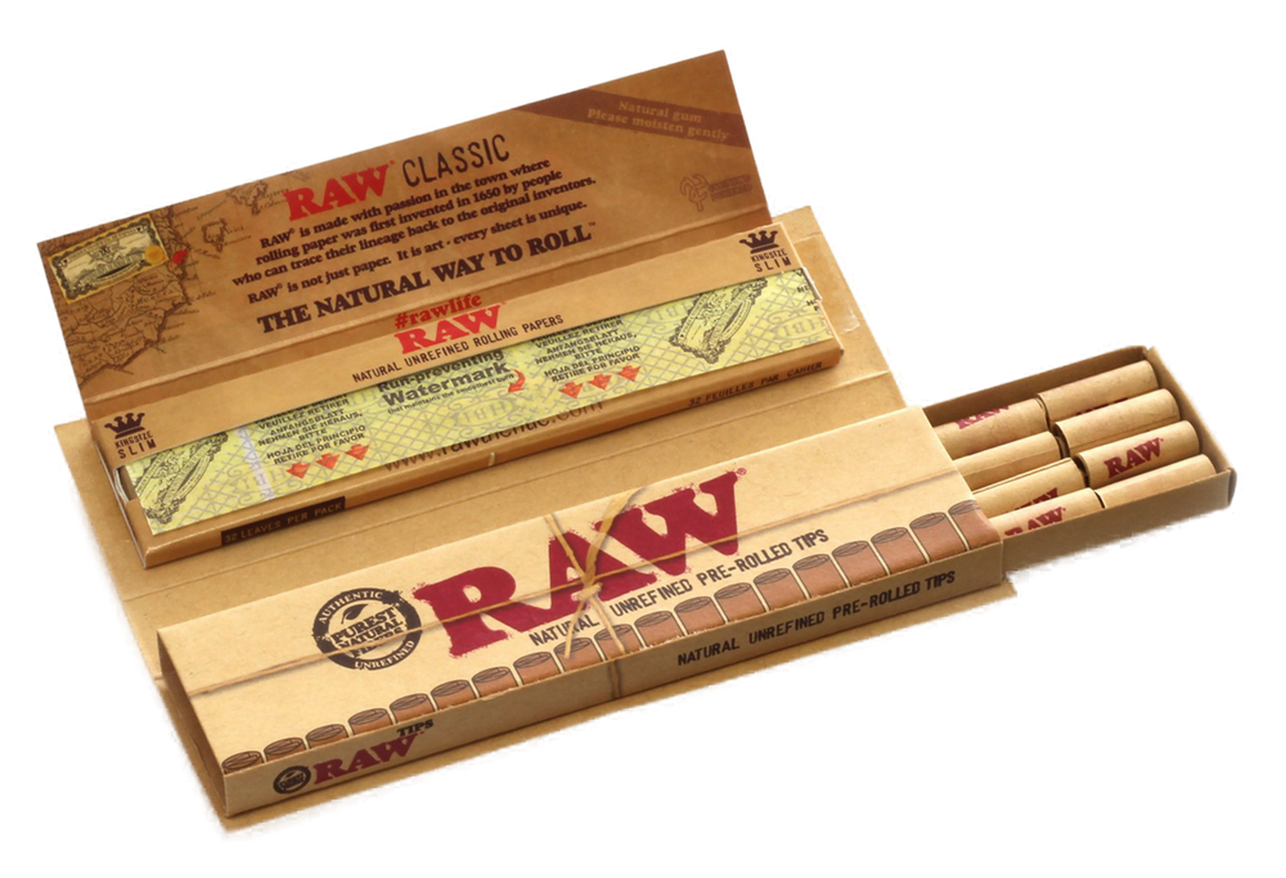 RAW Connoisseur With Pre-Rolled Tips -1¼ Size