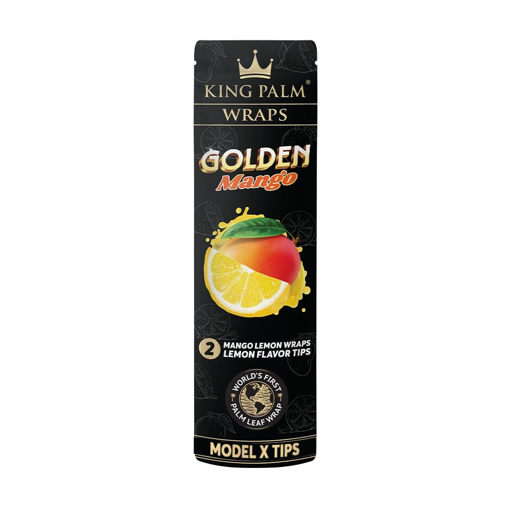 KING PALM Golden Mango Hemp Wrap 2pk — natural hemp wraps with tropical mango flavour, pack of 2