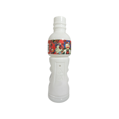 Solid white glass bong with metal stem

