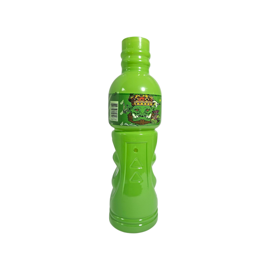 Solid green glass bong with metal stem
