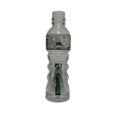 Clear plastic bottle with a label on a white background