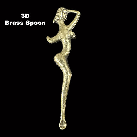 3D Naked Lady Brass Snuff Spoon