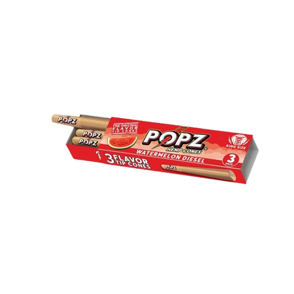 A pack of KING PALM POPZ Watermelon Diesel flavored pre-rolled joints.