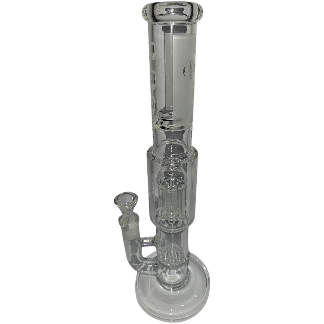 Clear glass water pipe on a white background