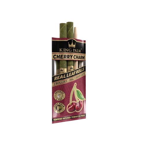 Pack of King Palm Cherry Charm real leaf rolls on a white background