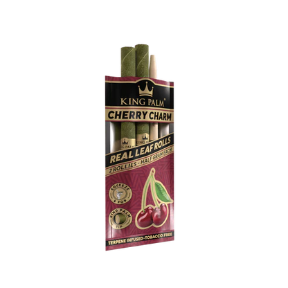 Pack of King Palm Cherry Charm real leaf rolls on a white background