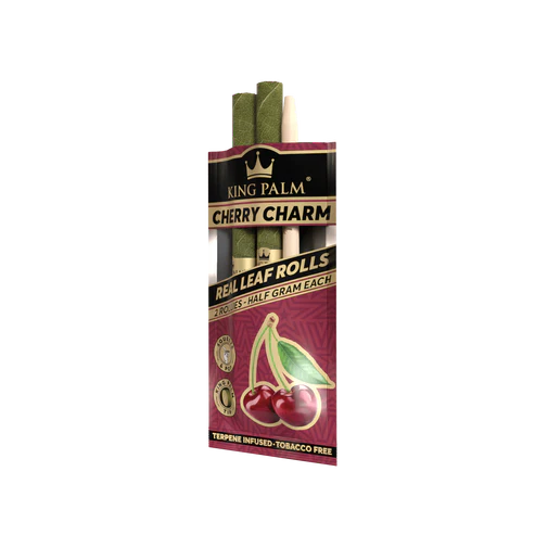 Pack of King Palm Cherry Charm reil leaf rolls on a white background