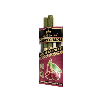 Pack of King Palm Cherry Charm reil leaf rolls on a white background