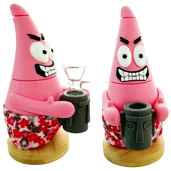 Patrick Star silicone bong inspired by SpongeBob SquarePants. Approx. 16cm tall with durable silicone design. Ideal novelty bong