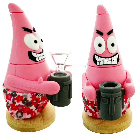 Patrick Star silicone bong inspired by SpongeBob SquarePants. Approx. 16cm tall with durable silicone design. Ideal novelty bong