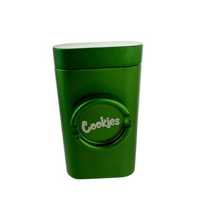 Green container with 'Cookies' logo on a white background