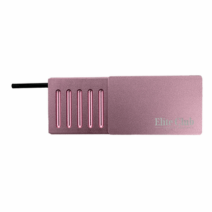 Pink hair straightener with 'Elite Club' branding on a white background