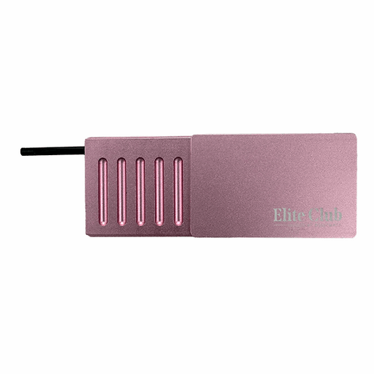 Pink hair straightener with 'Elite Club' branding on a white background