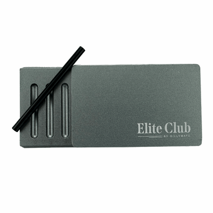Gray card with a pen and 'Elite Club' branding on a white background