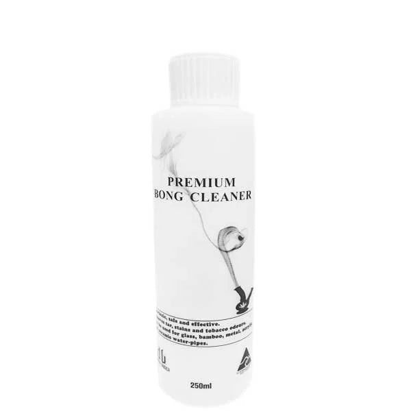 Bottle of premium bong cleaner on a white background