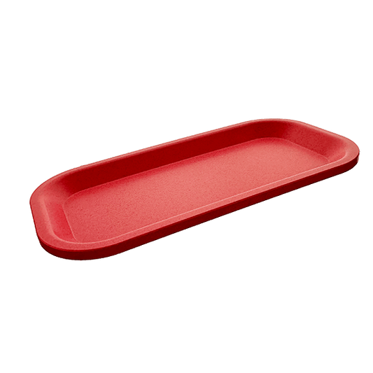 Red tray on a white background