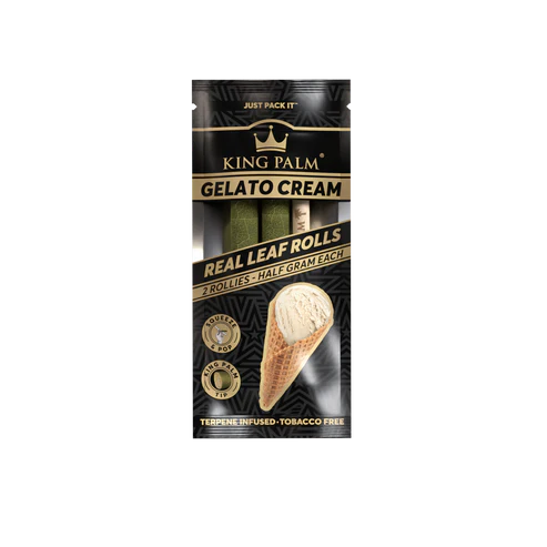 King Palm Gelato Cream packaging with ice cream cone illustration on a white background