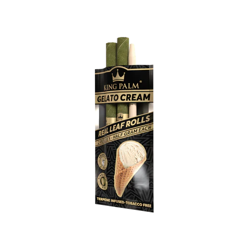 Pack of King Palm Gelato Cream Reel Leaf Rolls on a white background