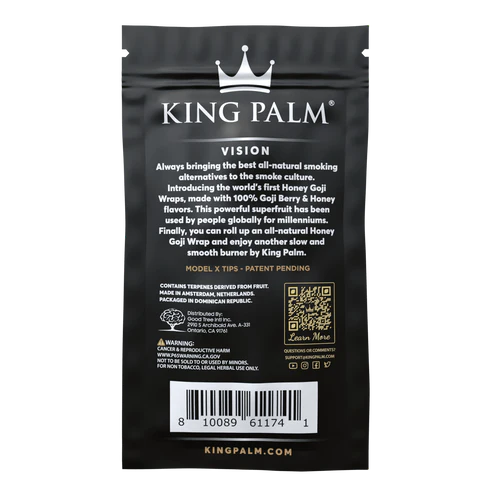 Black King Palm packaging with text and branding on a white background