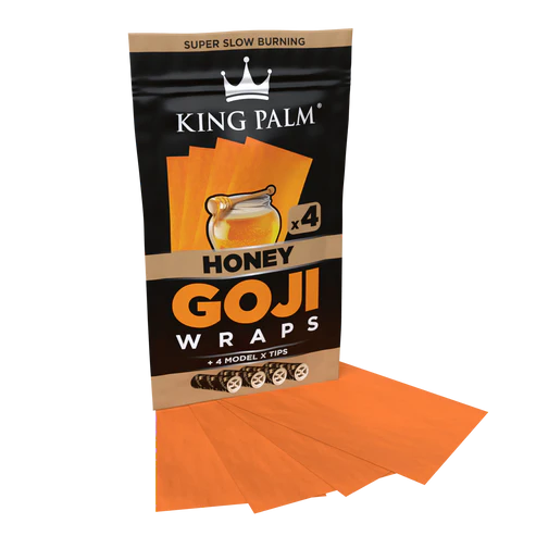 King Palm Honey Goji Wraps packaging with orange wraps on a white background