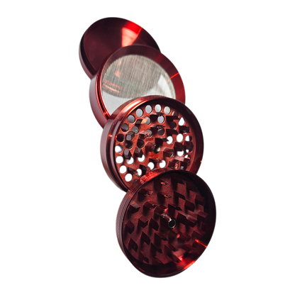 BILLYMART Aluminium 4 Piece Grinder Red - 60mm BillyMart