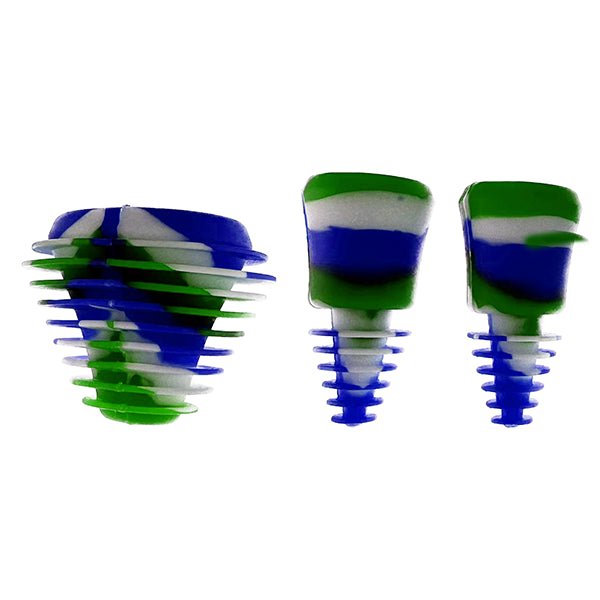 silicone plugs for bong and dab rig cleaning. blocks the holes so that any cleaning liquid inside can be shaken inside for maximum cleaning.