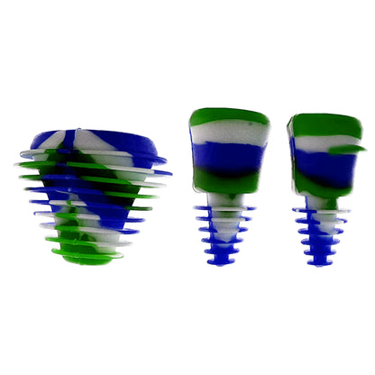 silicone plugs for bong and dab rig cleaning. blocks the holes so that any cleaning liquid inside can be shaken inside for maximum cleaning.