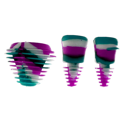 silicone plugs for bong and dab rig cleaning. blocks the holes so that any cleaning liquid inside can be shaken inside for maximum cleaning.
