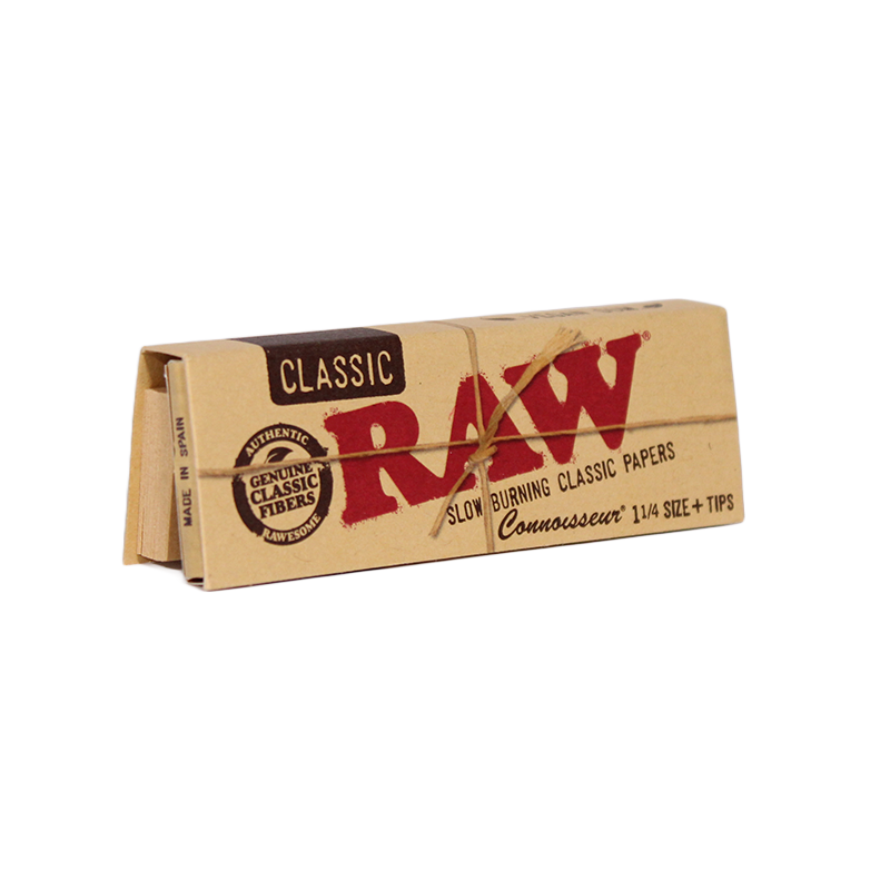 RAW classic rolling paper pack on a white background