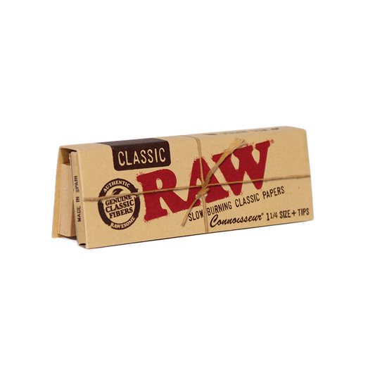 RAW classic rolling paper pack on a white background