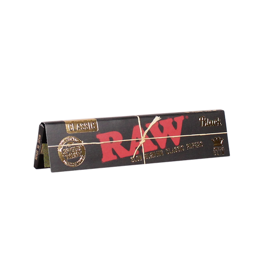 RAW black rolling paper pack on a white background