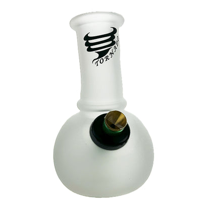 A white frosted glass piece with black and green accents, featuring the TORNADO brand logo.