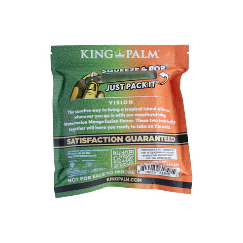 King Palm snack package with green and orange design on a white background