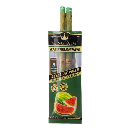 Pack of King Palm Watermelon Wave Real Leaf Rolls with packaging details on a white background
