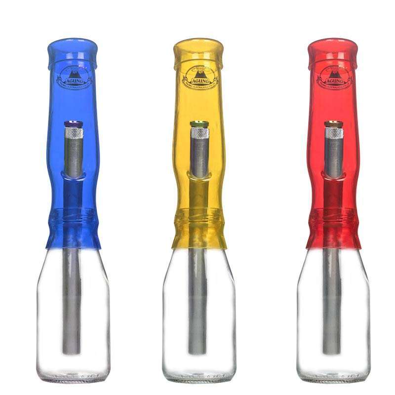 Agung Springer 1422 26cm — Aussie-style springy bong with flexible rubber tube, glass jar base, metal stem and brass cone piece