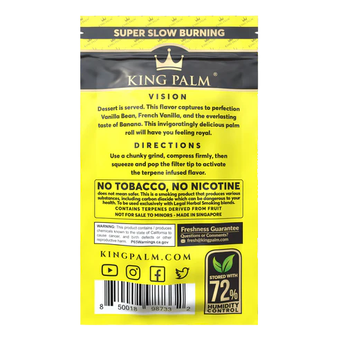 King Palm Vision smoking product packaging with yellow and black design
