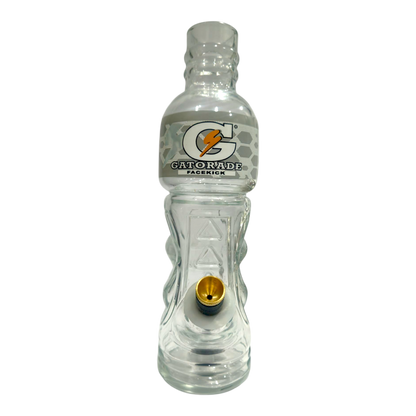 Clear Gatorade bottle with a unique design on a white background