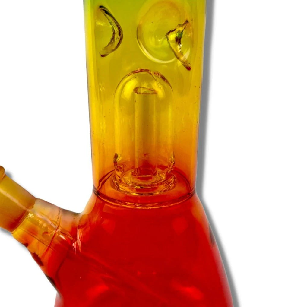 Glass water pipe with a red and yellow gradient on a white background