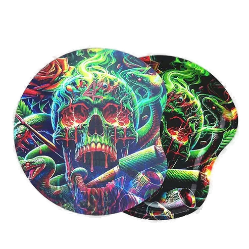 GREEN Inferno Skull Rolling Tray With Lid - Small