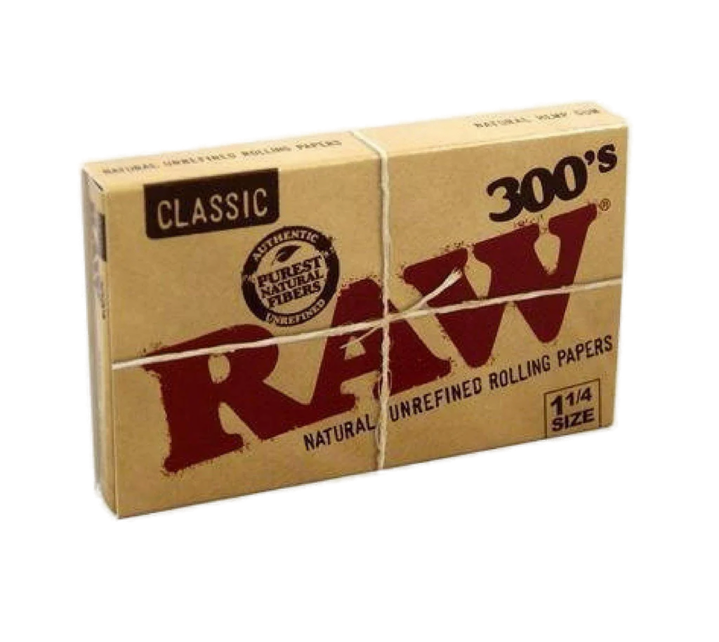 Pack of RAW Classic 300 natural unrefined rolling papers, 1¼ size